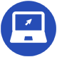 Blue circle icon with white laptop